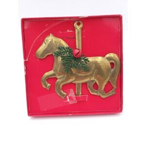Vintage Dept 56 Weinstocks Christmas Tree Ornament Brass Carousel Horse